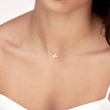 14K Gold Half Diamond Butterfly Pendant Necklace