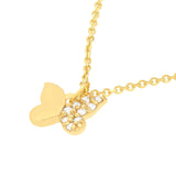 14K Gold Half Diamond Butterfly Pendant Necklace