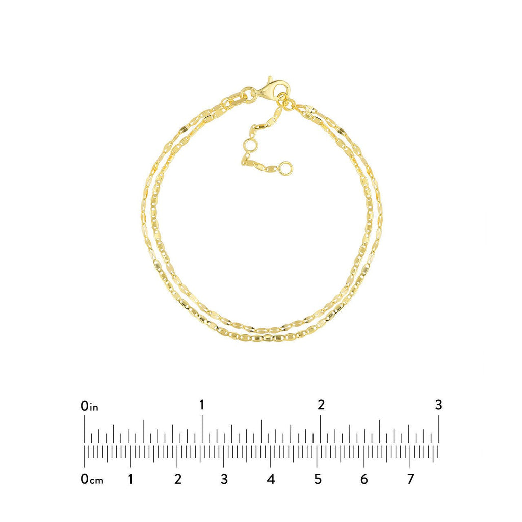 14K Gold Valentino and Hammered Forzentina Layered Chain Bracelet