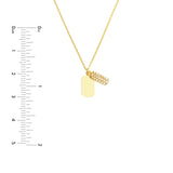 14K Gold Mini Double Dog Tag Diamond Pendant Necklace