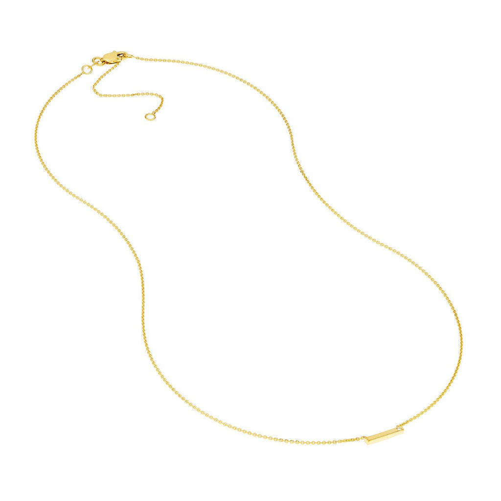 14K Gold Diamond Staple Pendant Necklace
