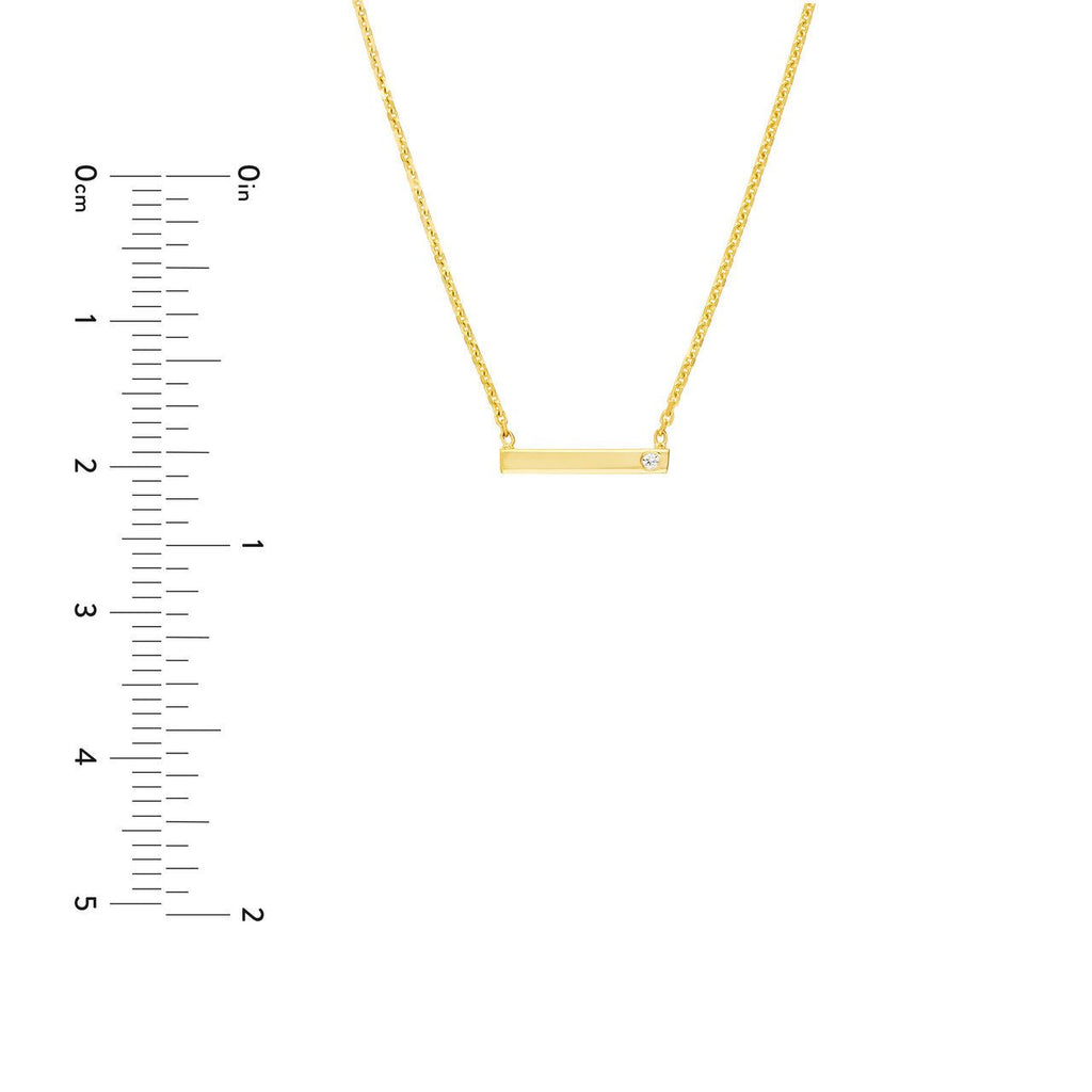 14K Gold Diamond Staple Pendant Necklace