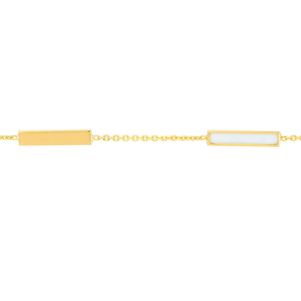 14K Gold White Enamel Alternating Bar Bracelet