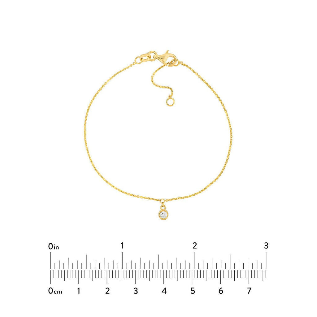 14K Gold Single Diamond Bezel Charm Bracelet