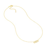 14K Gold Diamond Paper Clip Bezel Pendant Necklace