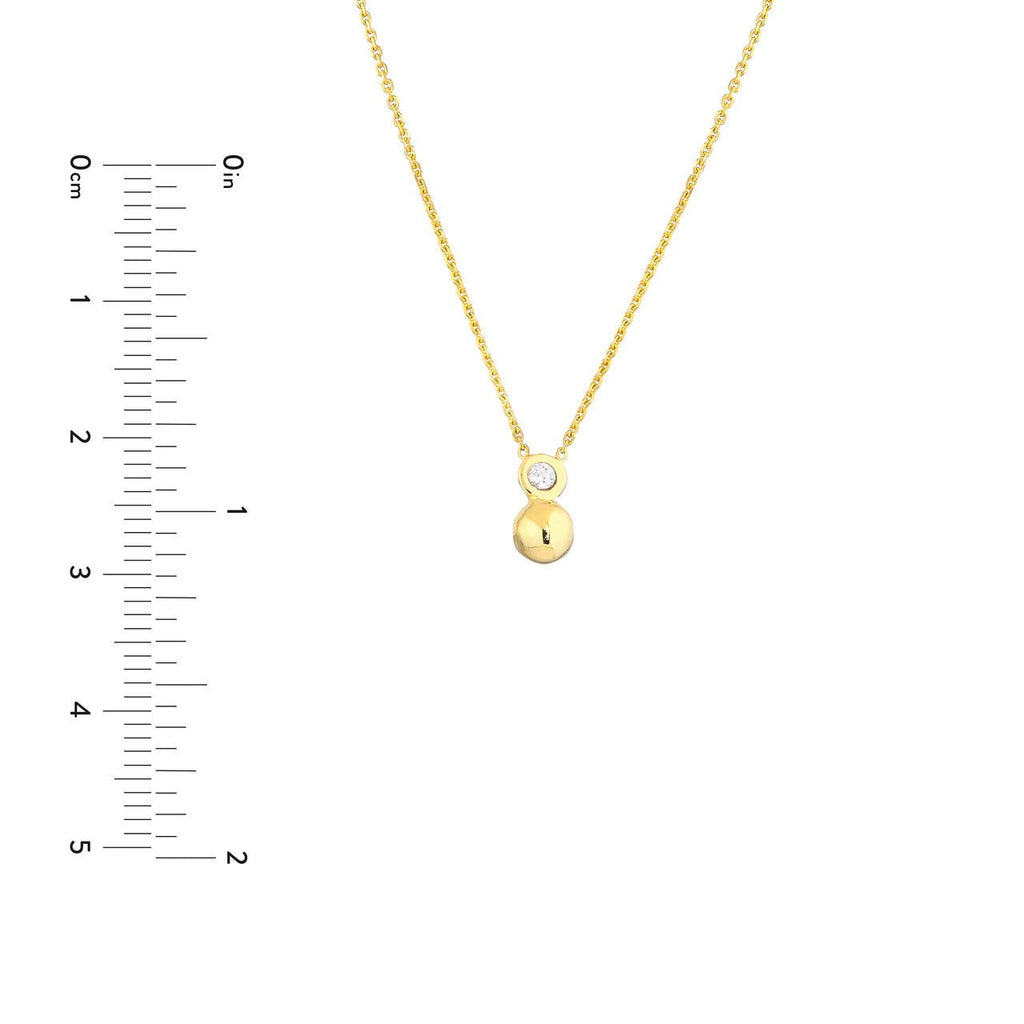 14K Gold Diamond Bead Bezel Pendant Necklace