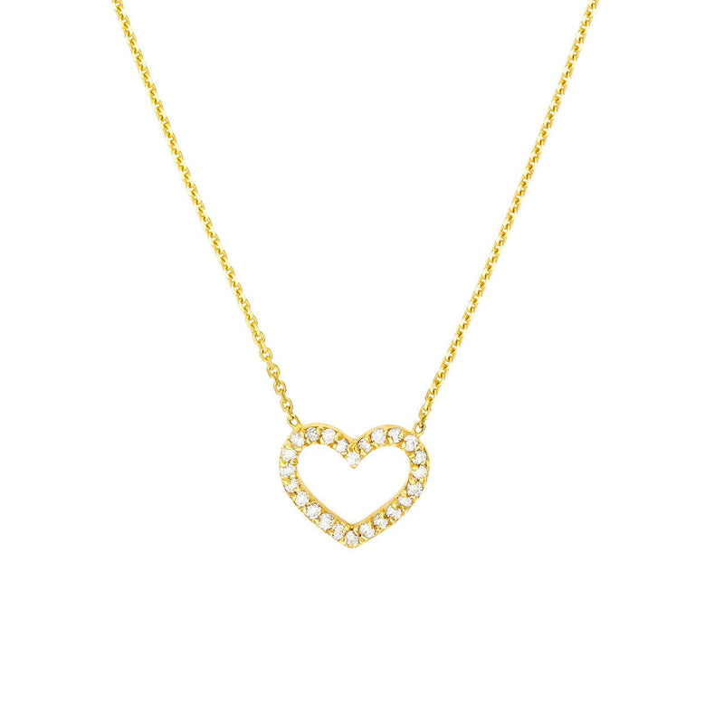 14K Gold Diamond Heart Frame Pendant Necklace