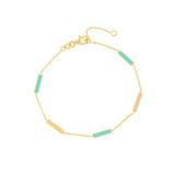 14K Gold Turquoise Enamel Alternating Bar Bracelet