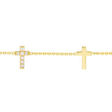 14K Gold Triple Cross Diamond Bracelet