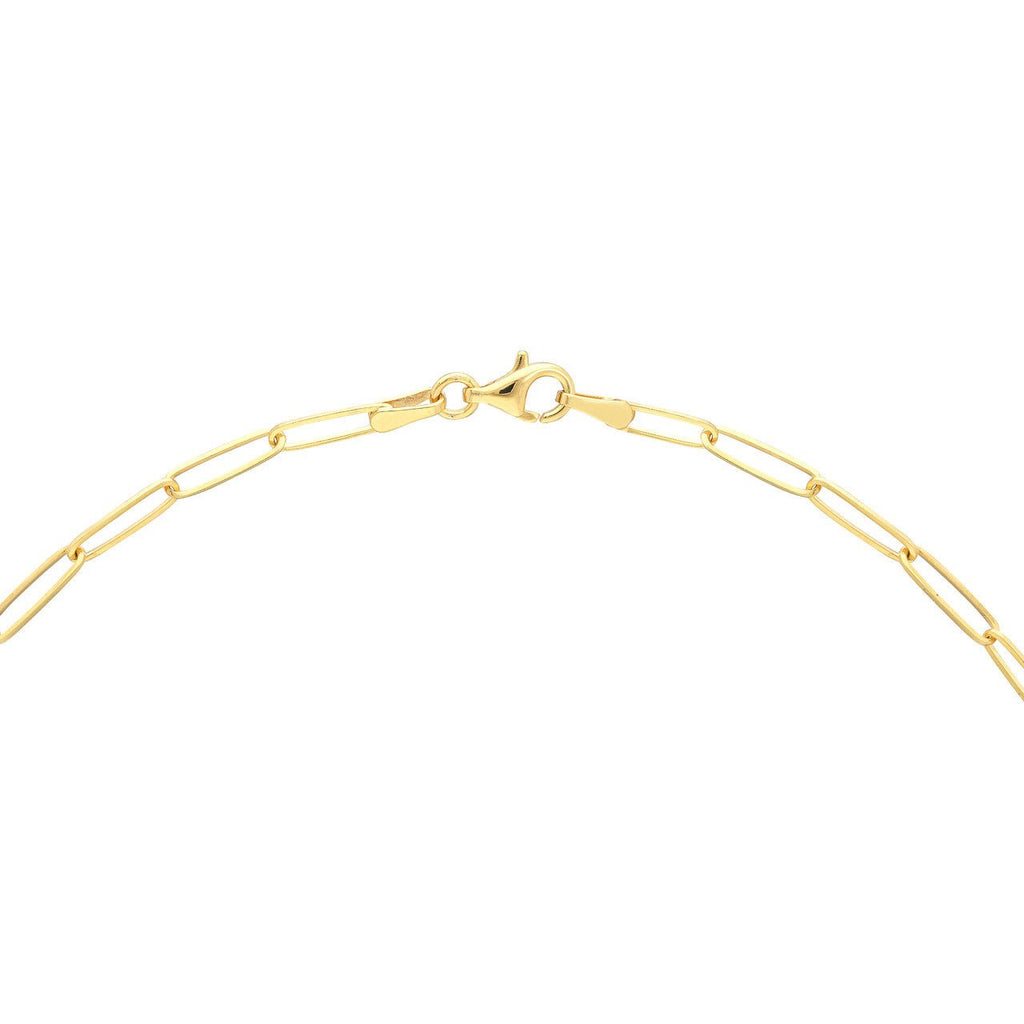 14K Gold Diamond Bezel Ring Paper Clip Necklace