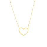 14K Gold Open Heart Shape Diamond Pendant Necklace