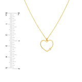 14K Gold Open Heart Diamond Bezel Pendant Necklace