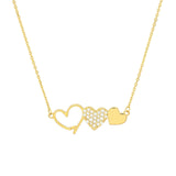 14K Gold Trio Diamond Hearts Pendant Necklace