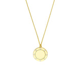 14K Gold Inset Diamond Trim Disk Pendant Necklace