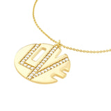 14K Gold Fashion Love Disk Pendant Necklace