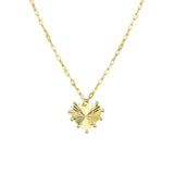 14K Gold Bead-Trim Fluted Heart Pendant Necklace