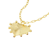 14K Gold Bead-Trim Fluted Heart Pendant Necklace