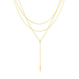 14K Gold Multi Layered Diamond Spike Lariat Necklace