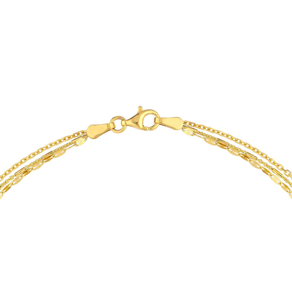 14K Gold Multi Layered Diamond Spike Lariat Necklace