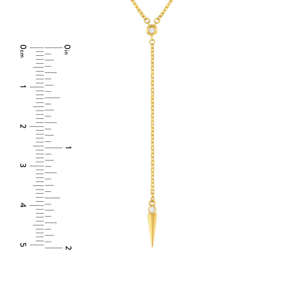 14K Gold Multi Layered Diamond Spike Lariat Necklace