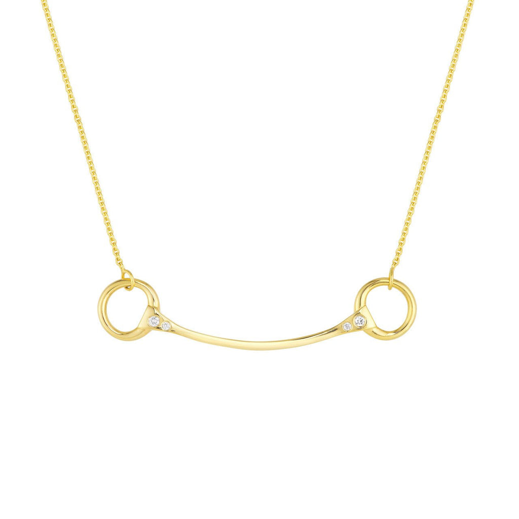14K Gold Horse Bit Pendant Necklace