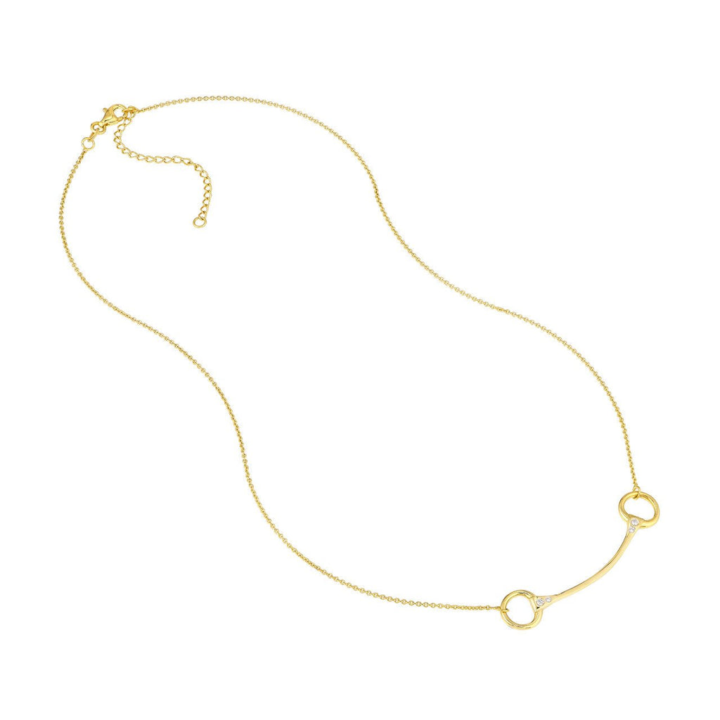 14K Gold Horse Bit Pendant Necklace