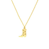 14K Gold Cowboy Boot Pendant Necklace