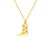 14K Gold Cowboy Boot Pendant Necklace