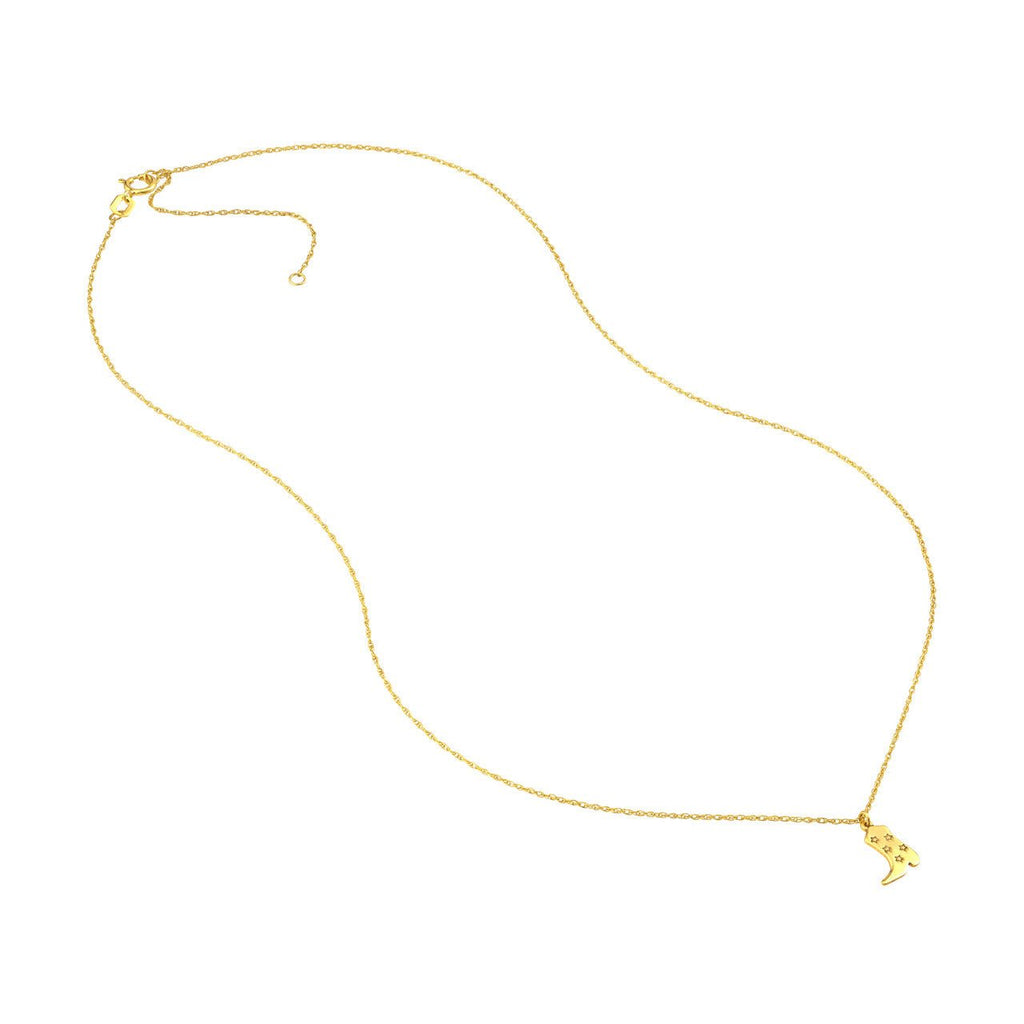 14K Gold Cowboy Boot Pendant Necklace