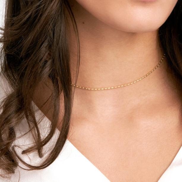 14K Gold 1.5MM Long Beaded Choker