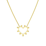14K Gold Bead-Trim Heart Pendant Necklace