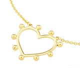 14K Gold Bead-Trim Heart Pendant Necklace