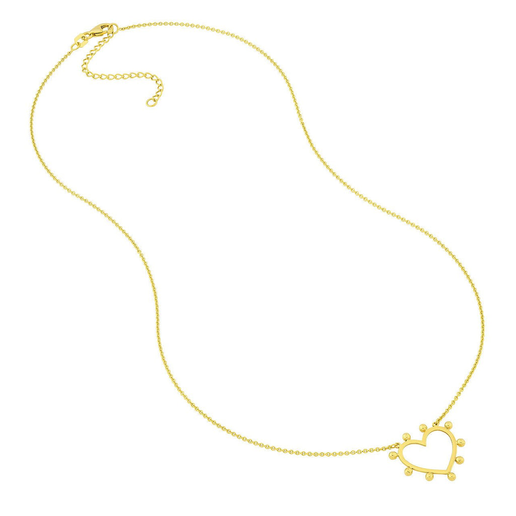 14K Gold Bead-Trim Heart Pendant Necklace