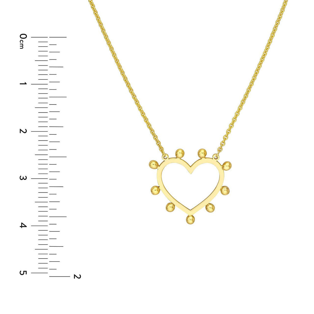 14K Gold Bead-Trim Heart Pendant Necklace