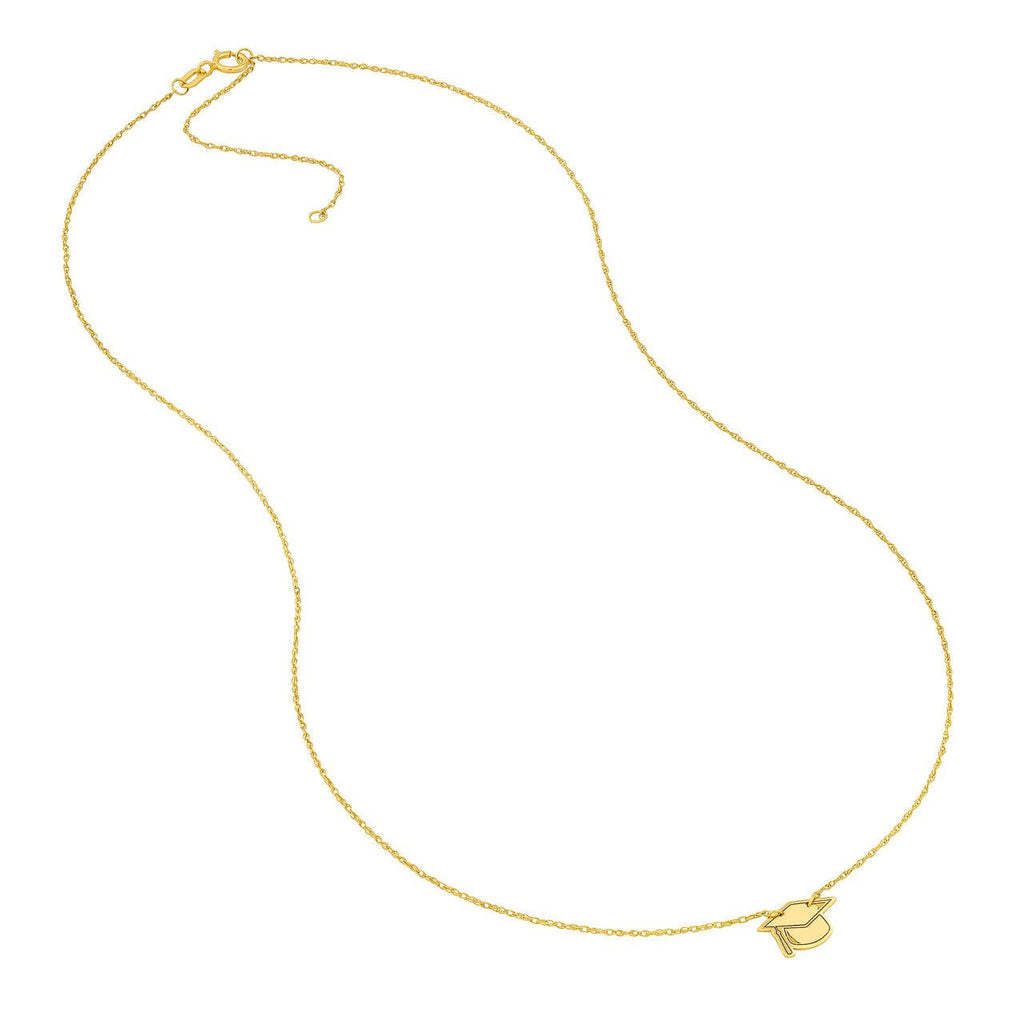 14K Gold Graduation Cap Pendant Necklace