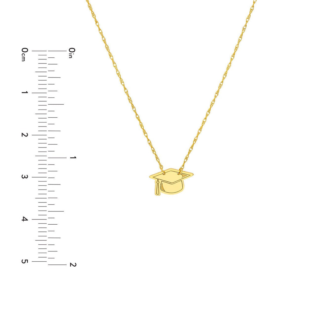 14K Gold Graduation Cap Pendant Necklace