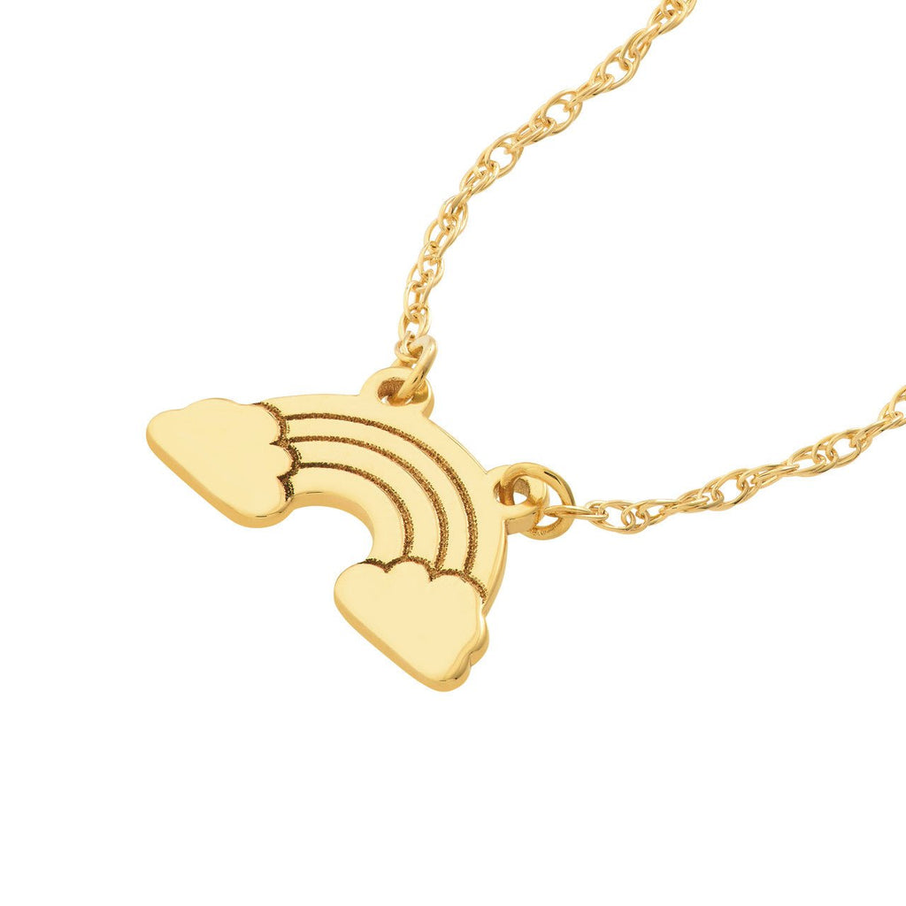 14K Gold Rainbow and Cloud Pendant Necklace