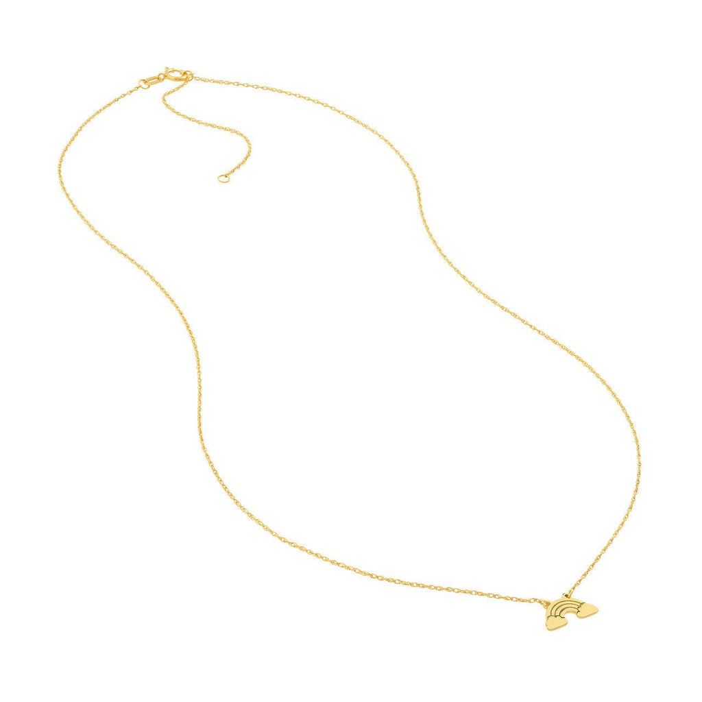 14K Gold Rainbow and Cloud Pendant Necklace