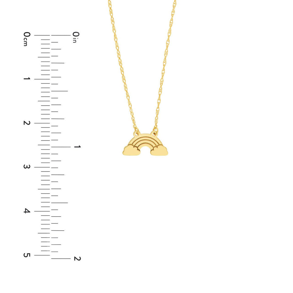 14K Gold Rainbow and Cloud Pendant Necklace