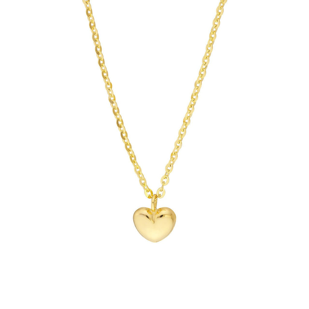 14K Gold Heart Puff Pendant Children's Necklace