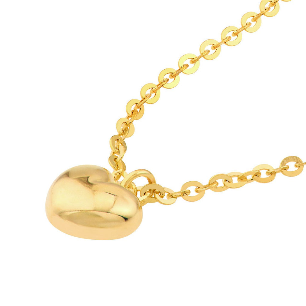 14K Gold Heart Puff Pendant Children's Necklace