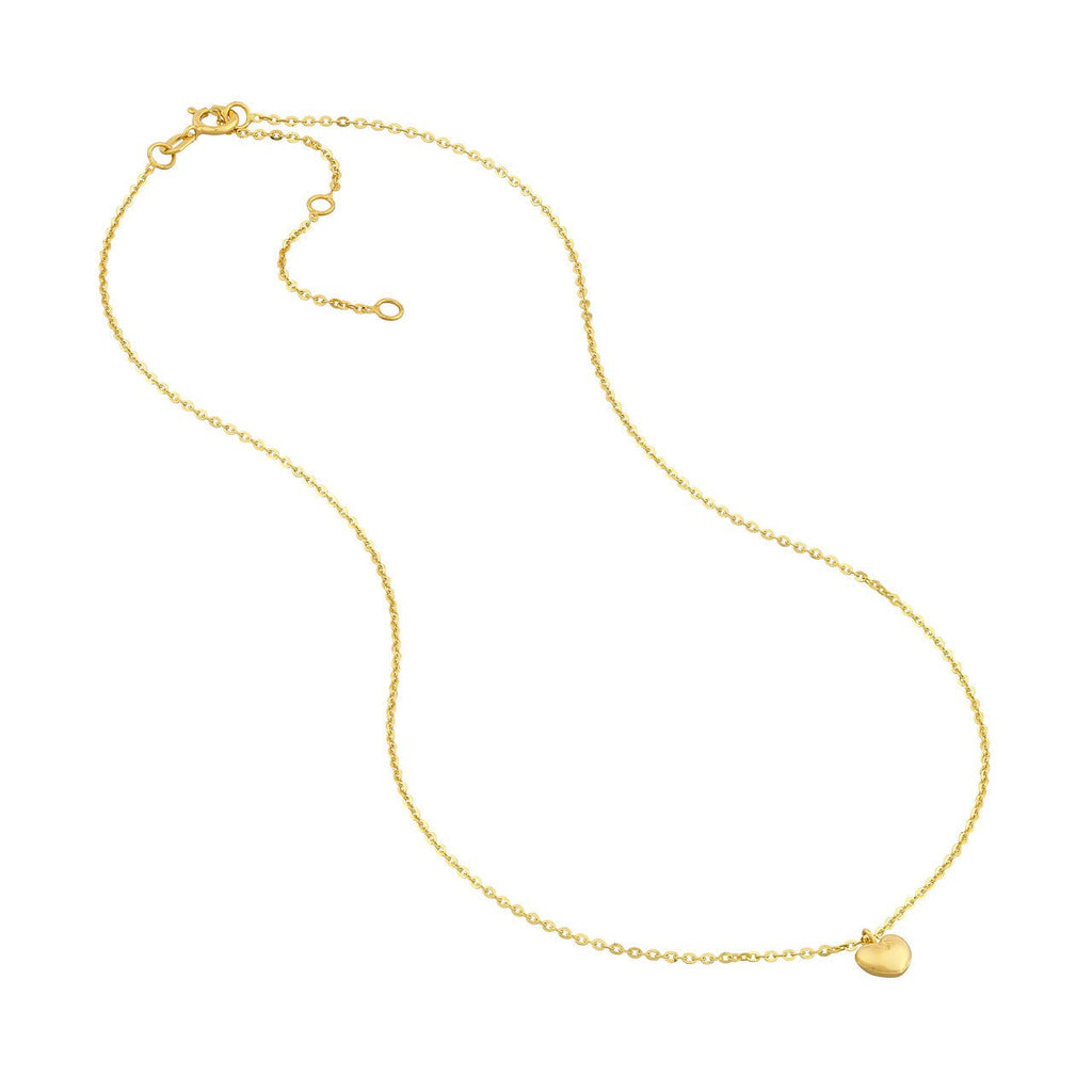 14K Gold Heart Puff Pendant Children's Necklace