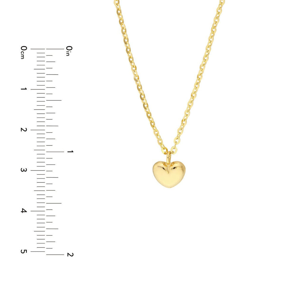 14K Gold Heart Puff Pendant Children's Necklace