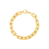 14K Gold Thick Squared Paper Clip Bracelet with Diamond Lock
