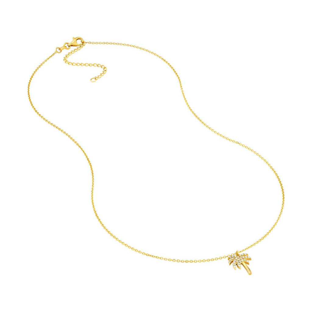14K Gold Diamond Palm Tree Pendant Necklace