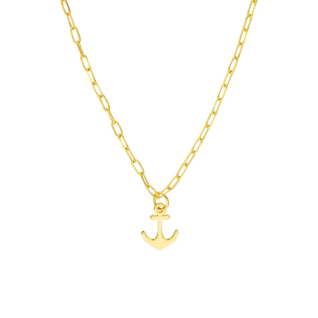 14K Gold Anchor Necklace Pendant Necklace