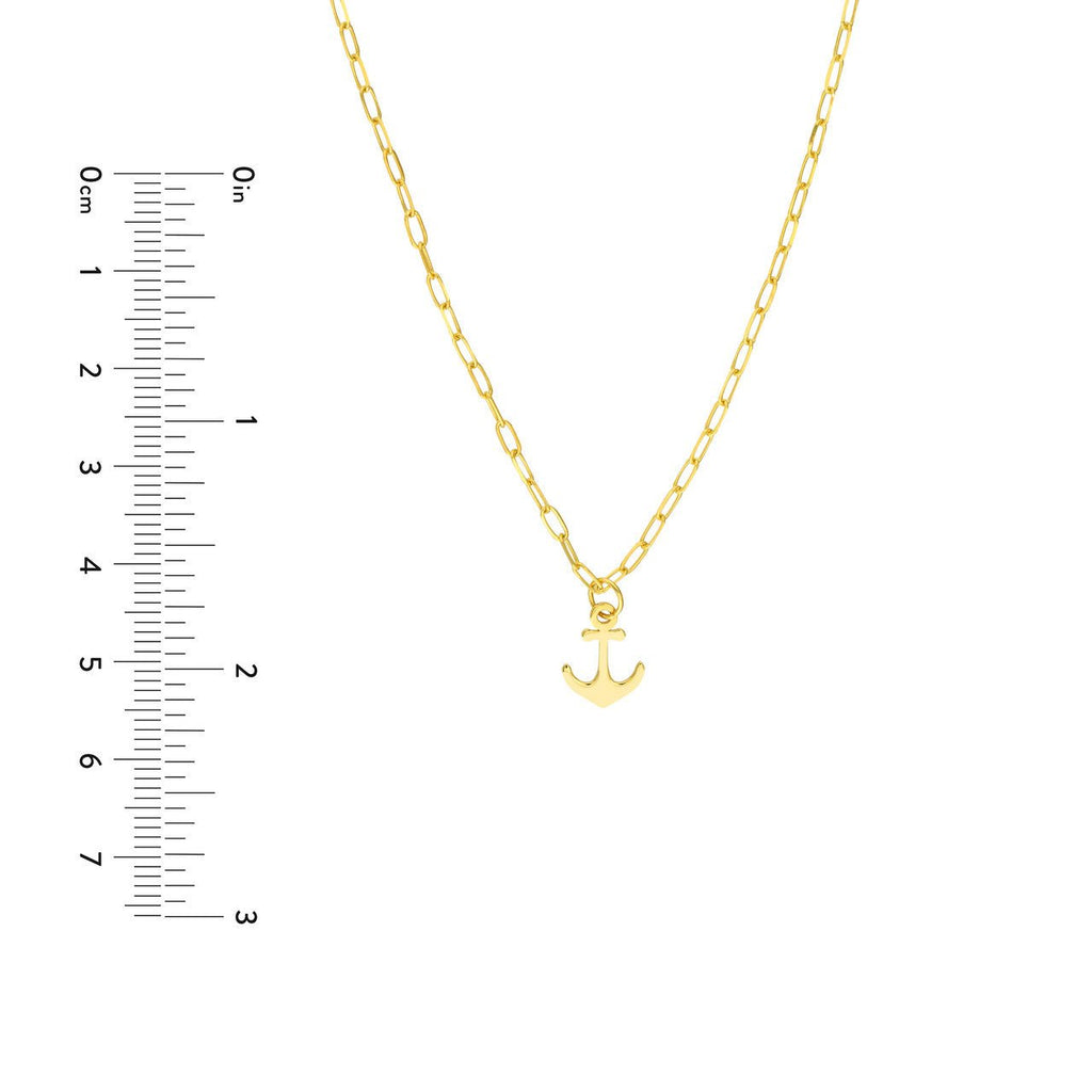 14K Gold Anchor Necklace Pendant Necklace