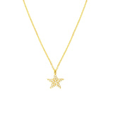 14K Gold Diamond Pave Starfish Pendant Necklace