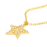 14K Gold Diamond Pave Starfish Pendant Necklace
