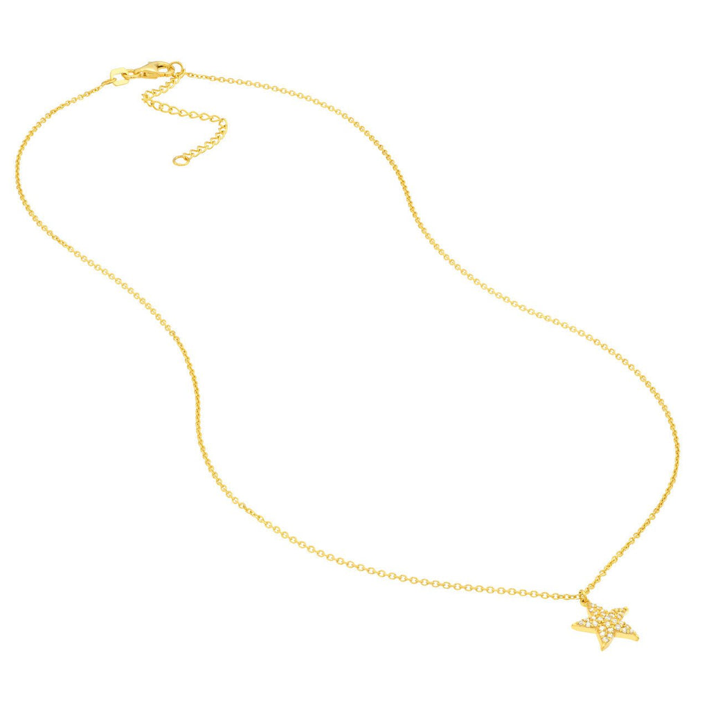 14K Gold Diamond Pave Starfish Pendant Necklace